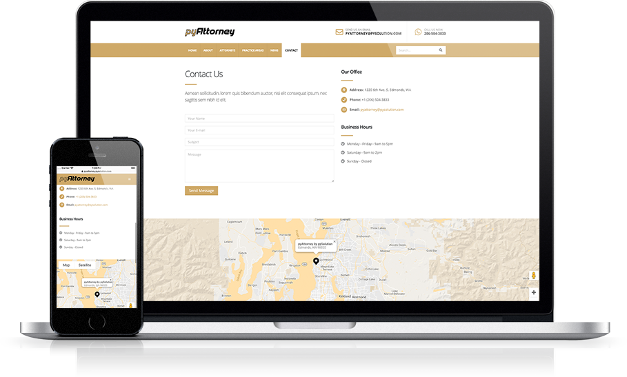 Mockup pyAttorney Legal Website Contact Us