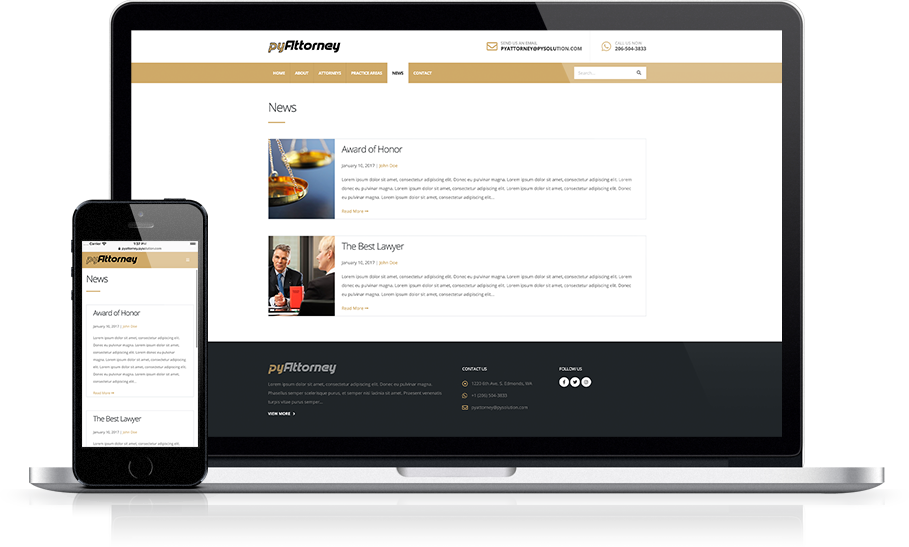 Mockup pyAttorney Legal Website News