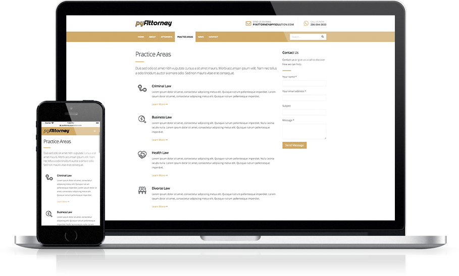 Mockup pyAttorney Legal Website Practice