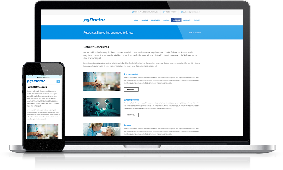 Mockup pyDoctor Medical Website Resources List