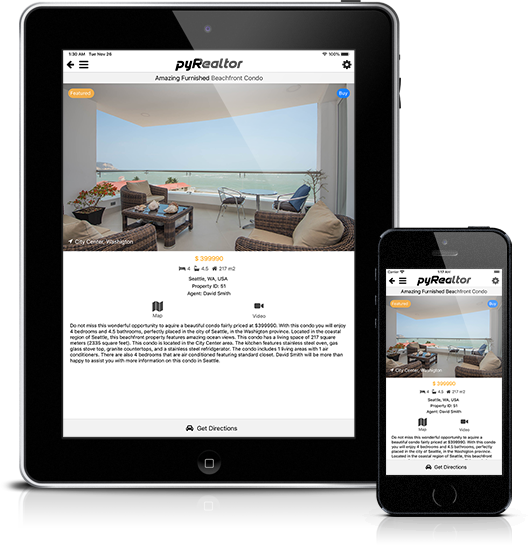Mockup pyRealtor Mobile Application Property Details